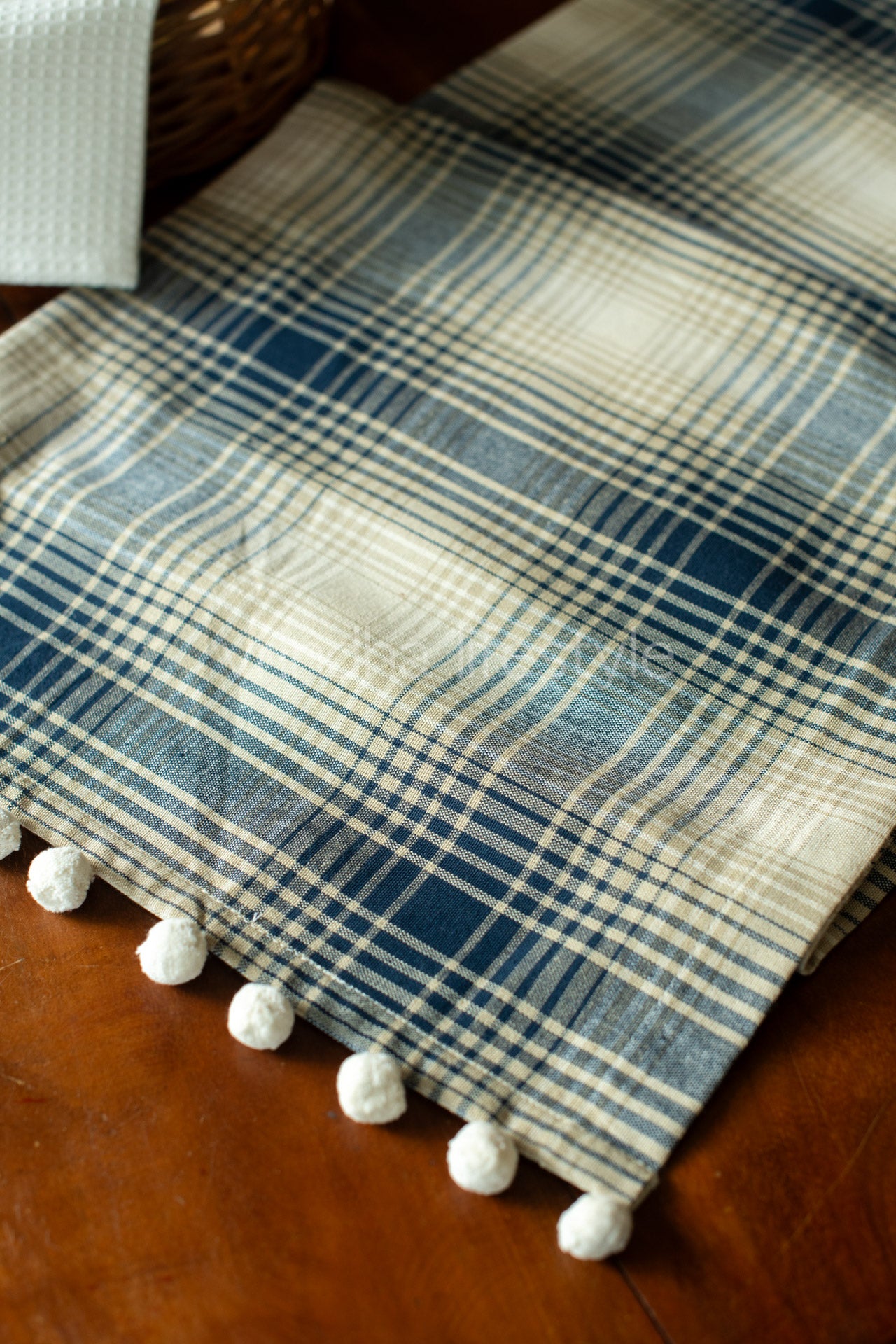 cotton with pompom-14x54 inches-4 seater
