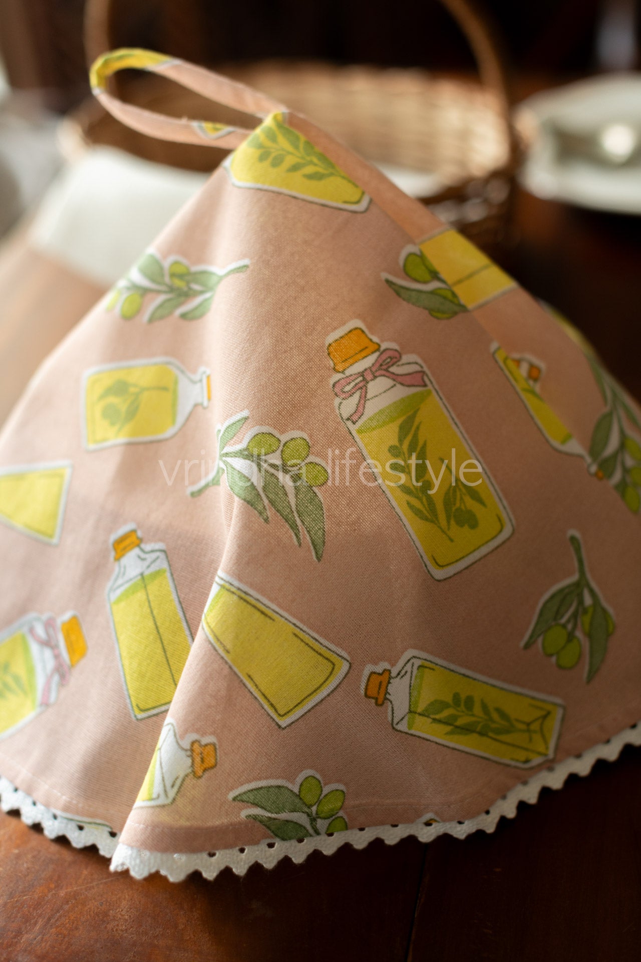 Printed cotton Kitchen towels-round tea towels/basket cover-Single unit
