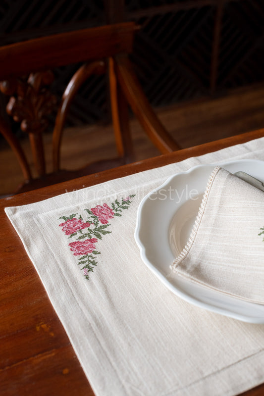 Embroidered place mat-cross stitch Embroidery -Single Unit