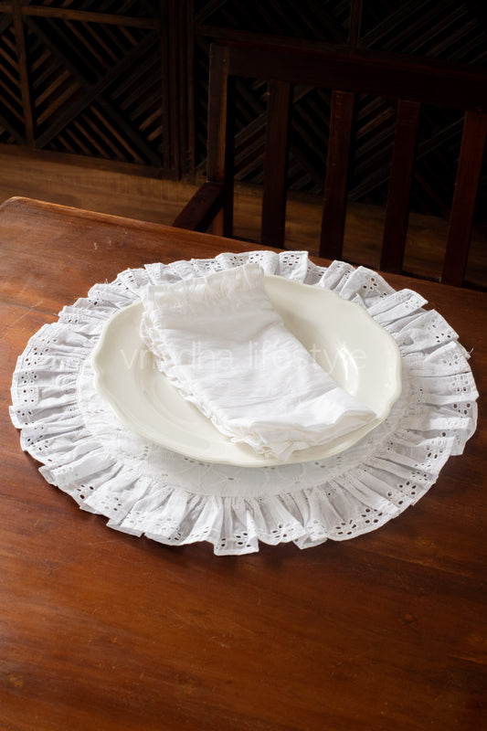 HAKOBA COTTON PLACEMAT with frill -16 inches-SINGLE UNIT