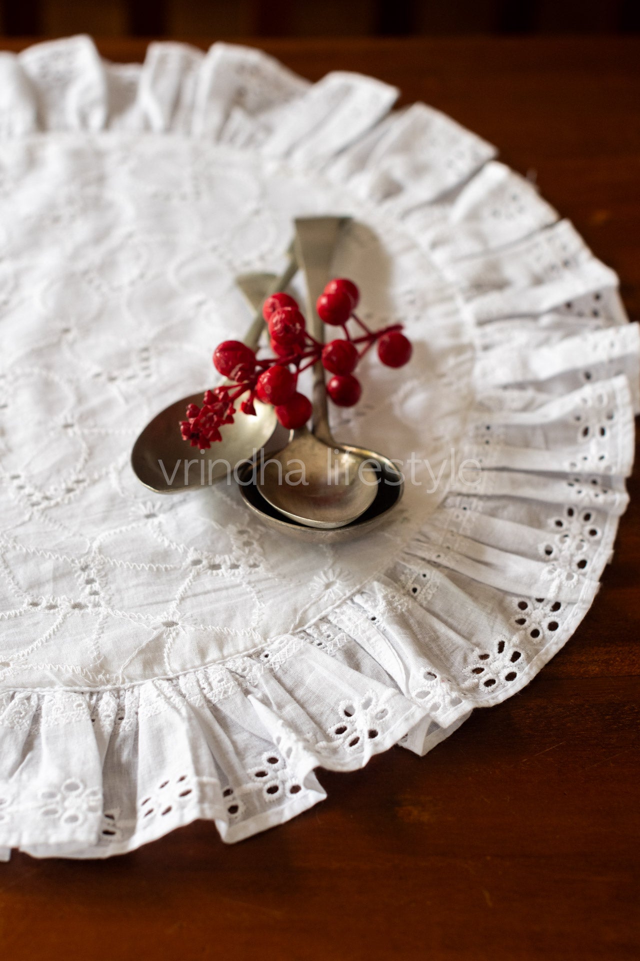 HAKOBA COTTON PLACEMAT with frill -16 inches-SINGLE UNIT