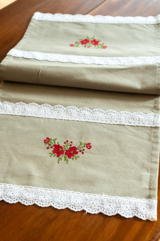 MICROWAVE OVEN TOP COVER-Cotton  with lace detailing and embroidery