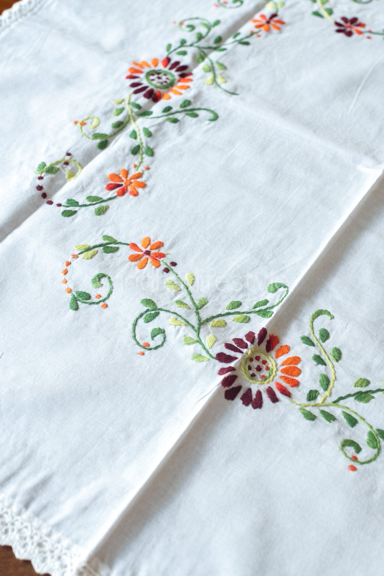 COFFEE TABLE CLOTH with hand embroidery -29x29 inches