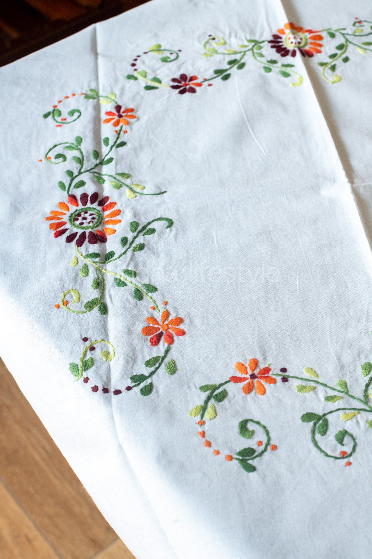 COFFEE TABLE CLOTH with hand embroidery -29x29 inches