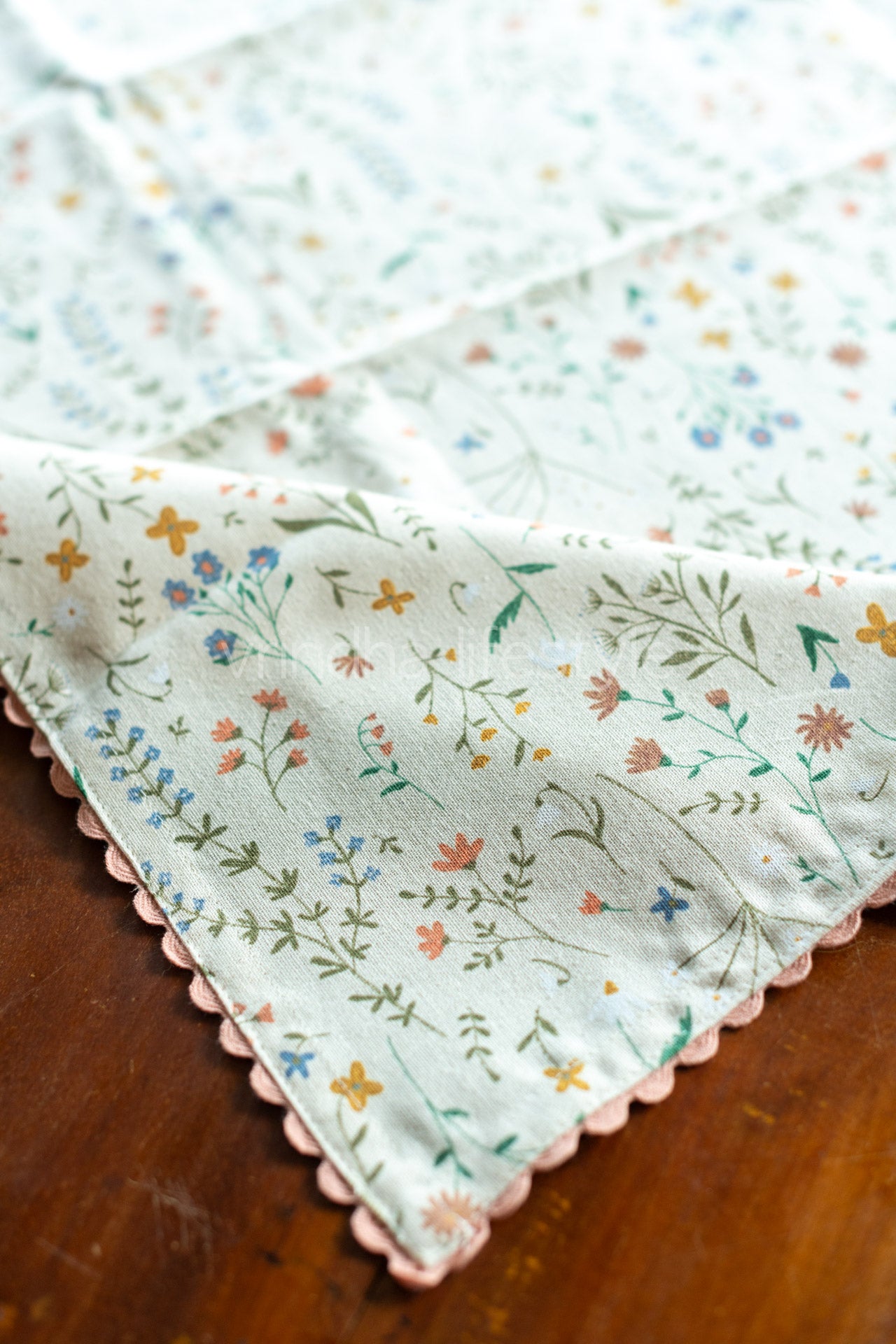 Cotton printed table cover with lace detailing -coffee table-30x30 inches-customisable