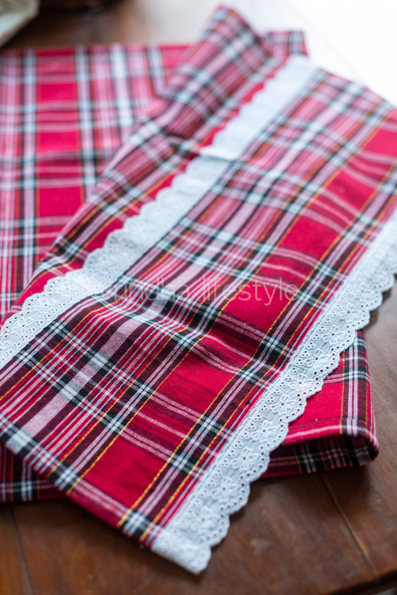 Fridge top cover-Cotton with lace detailing-customisable