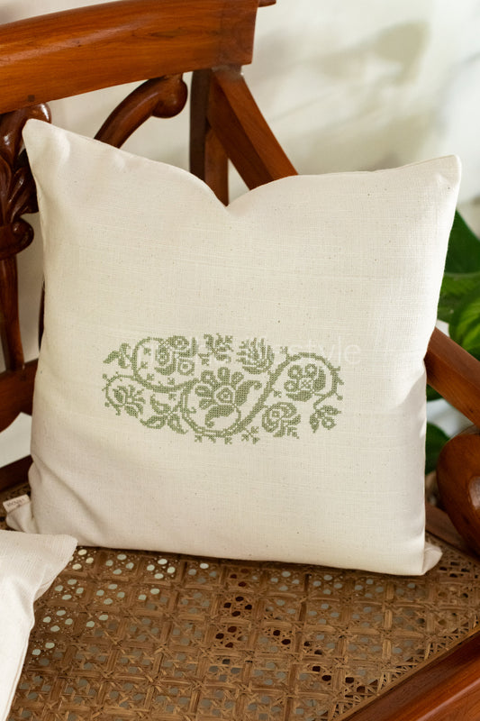Cotton cushion cover with cross stitch embroidery -Single unit- 16x16 inches-customisable