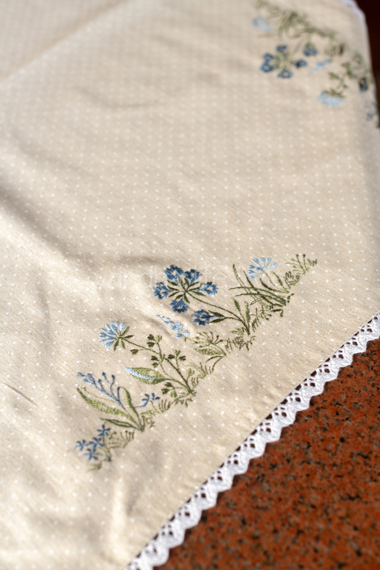 TABLE CLOTH with embroidery -Square -coffee table cover-customisable