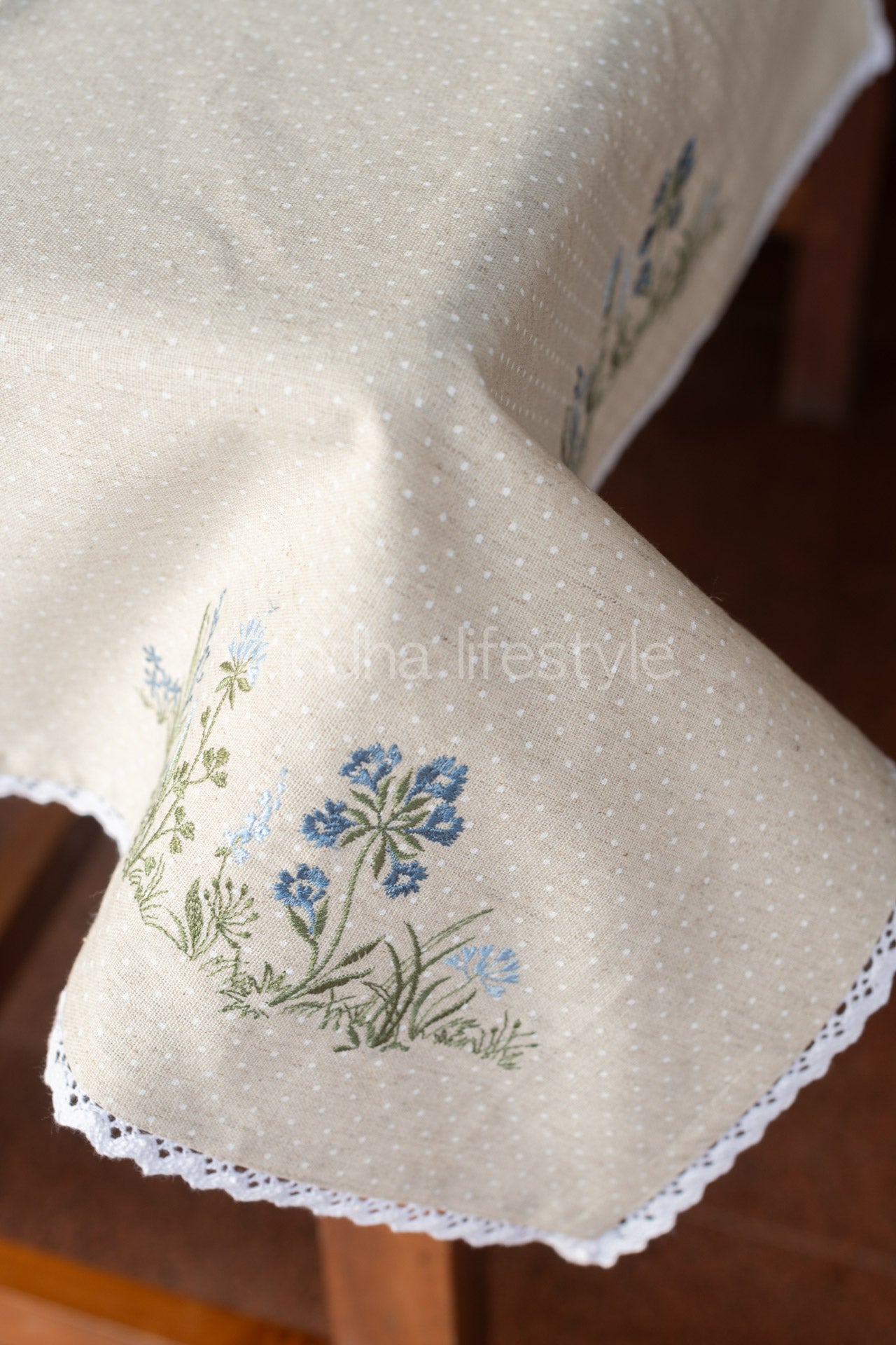 TABLE CLOTH with embroidery -Square -coffee table cover-customisable