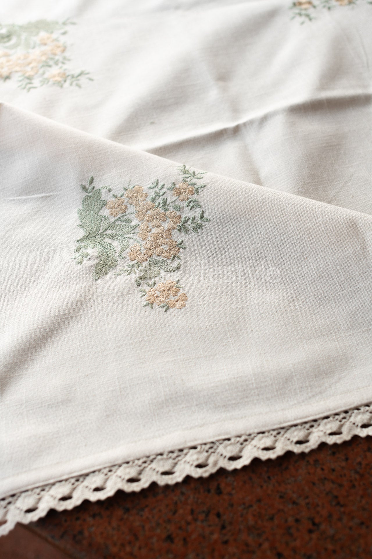 COTTON TABLE CLOTH with embroidery -Square -coffee table cover-customisable