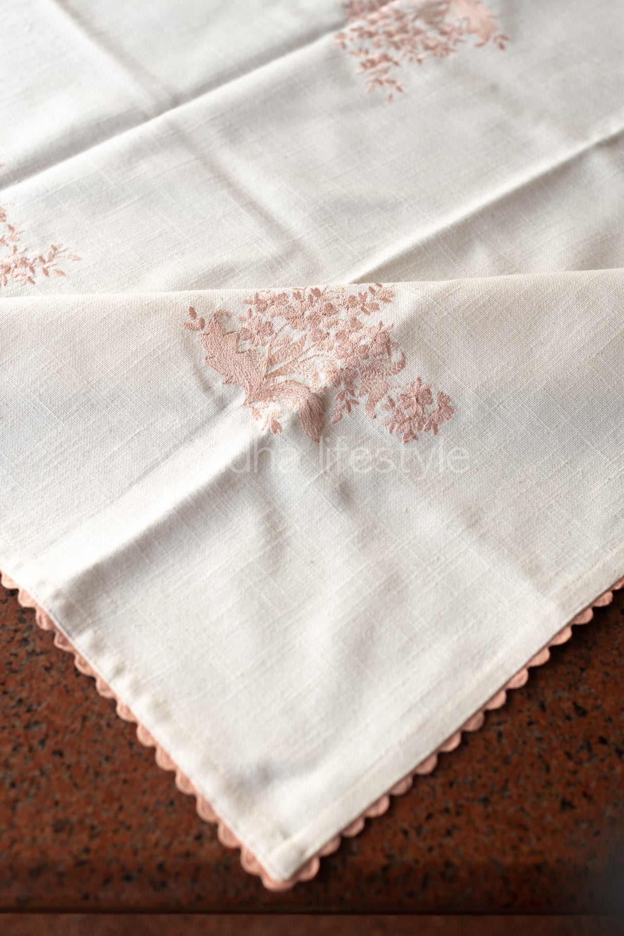 COTTON TABLE CLOTH with embroidery -Square -coffee table cover-customisable