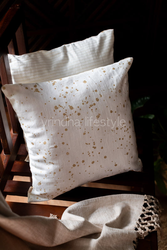GOLD AND BEIGE COTTON CUSHION COVERS-Reversible -Single unit