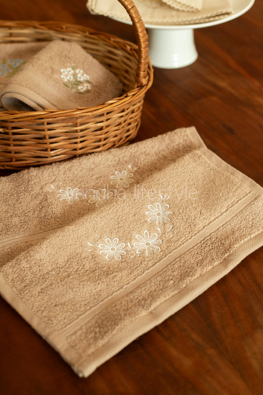SOFT FACE TOWEL WITH EMBROIDERY, 12inch x 12 inch -set of two