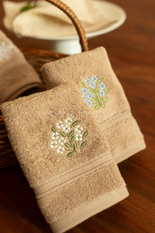 SOFT FACE TOWEL WITH EMBROIDERY, 12inch x 12 inch -set of two