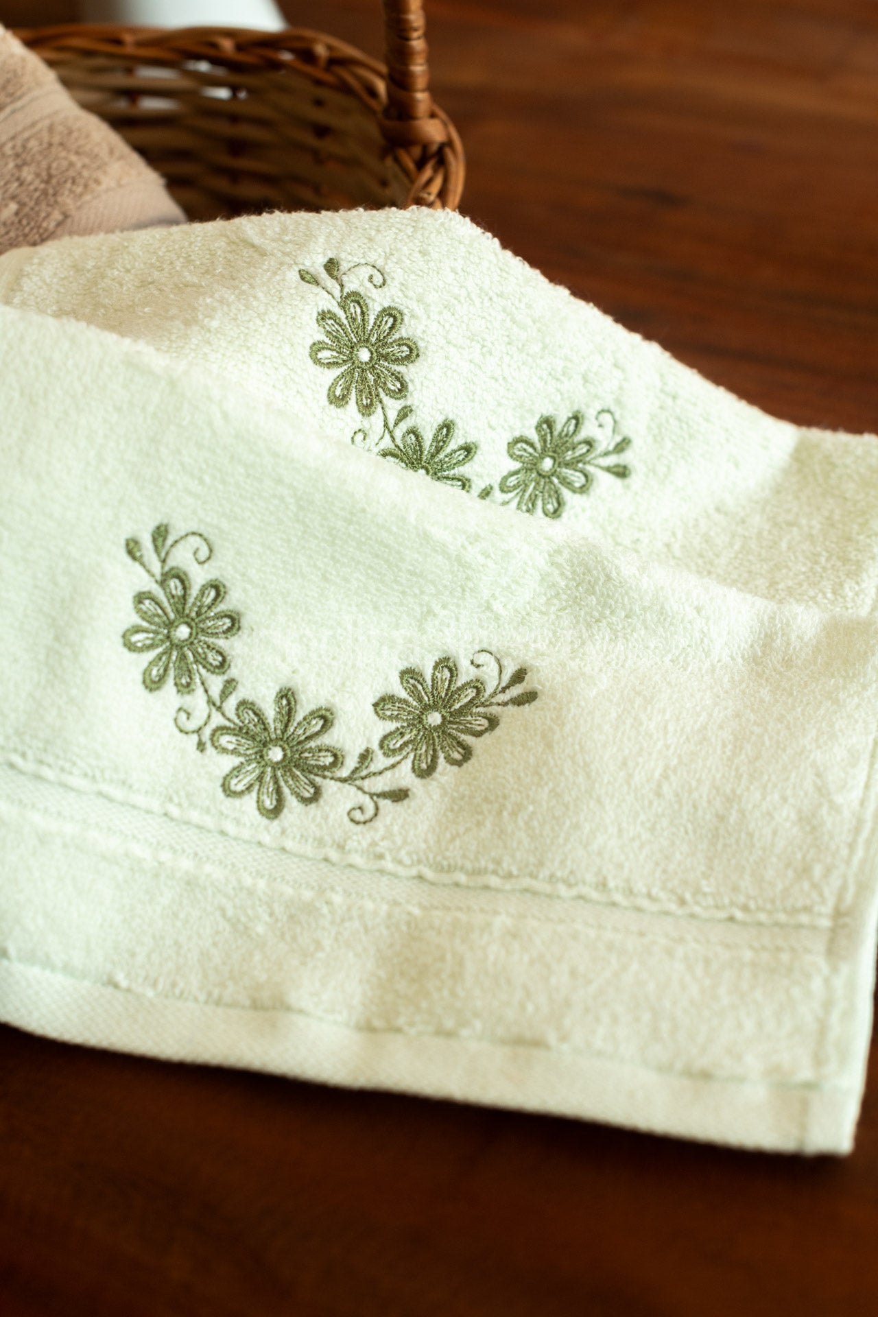 SOFT FACE TOWEL WITH EMBROIDERY, 12inch x 12 inch -set of two