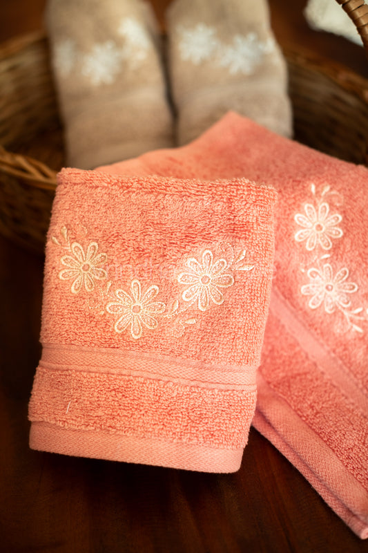 SOFT FACE TOWEL WITH EMBROIDERY, 12inch x 12 inch -set of two