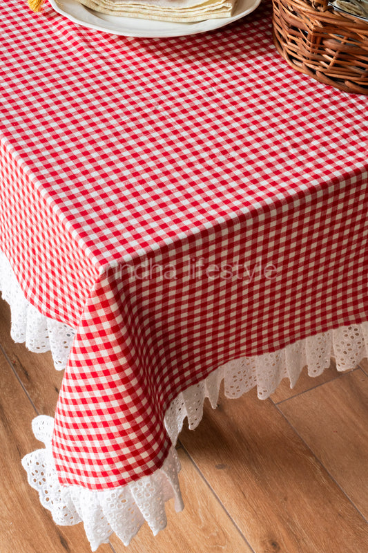 COTTON TABLE CLOTH with lace detailing -8 seater(customisable)