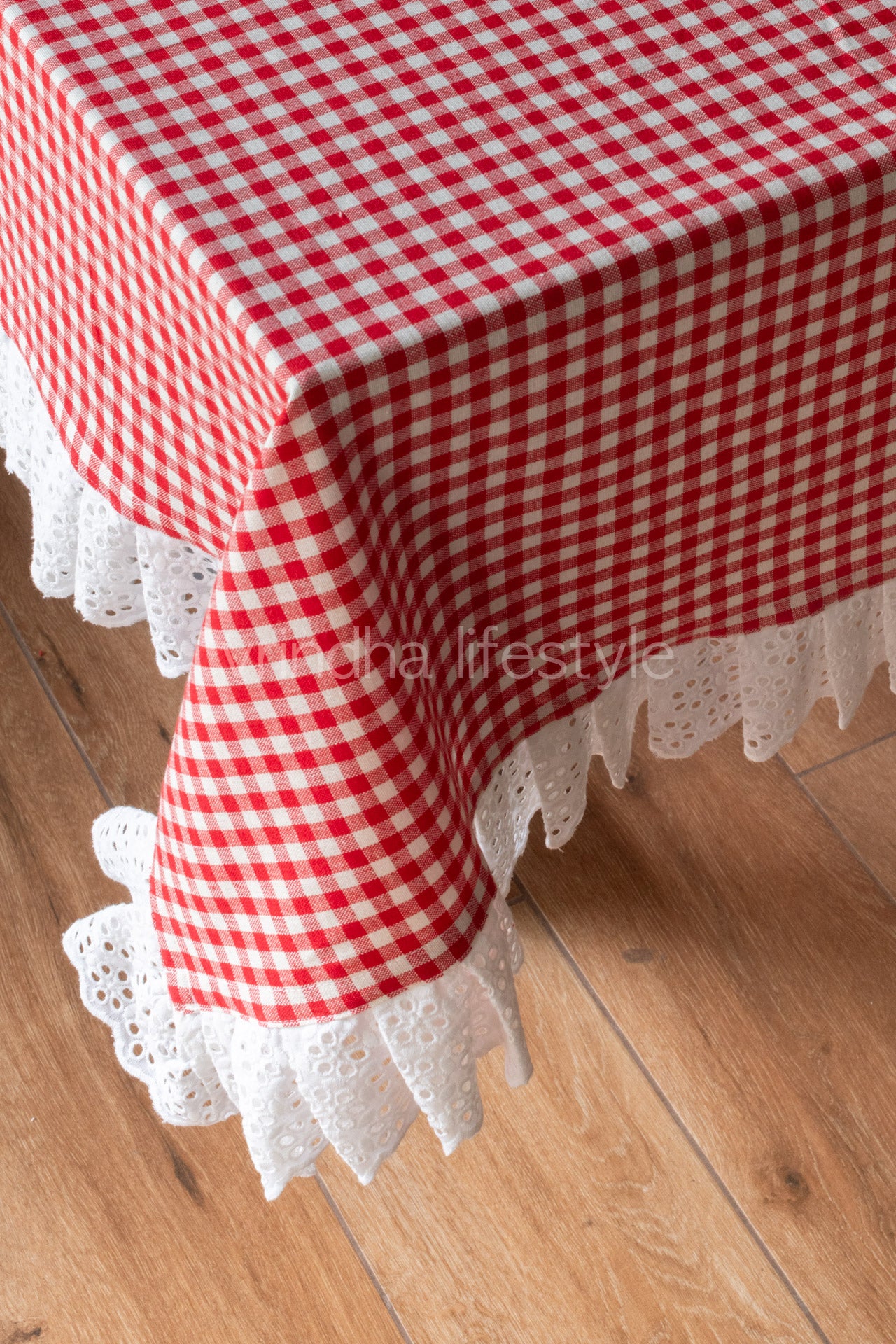 COTTON TABLE CLOTH with lace detailing -8 seater(customisable)