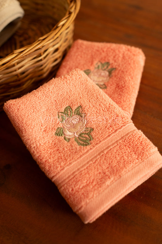 SOFT FACE TOWEL WITH EMBROIDERY, 12inch x 12 inch -set of two