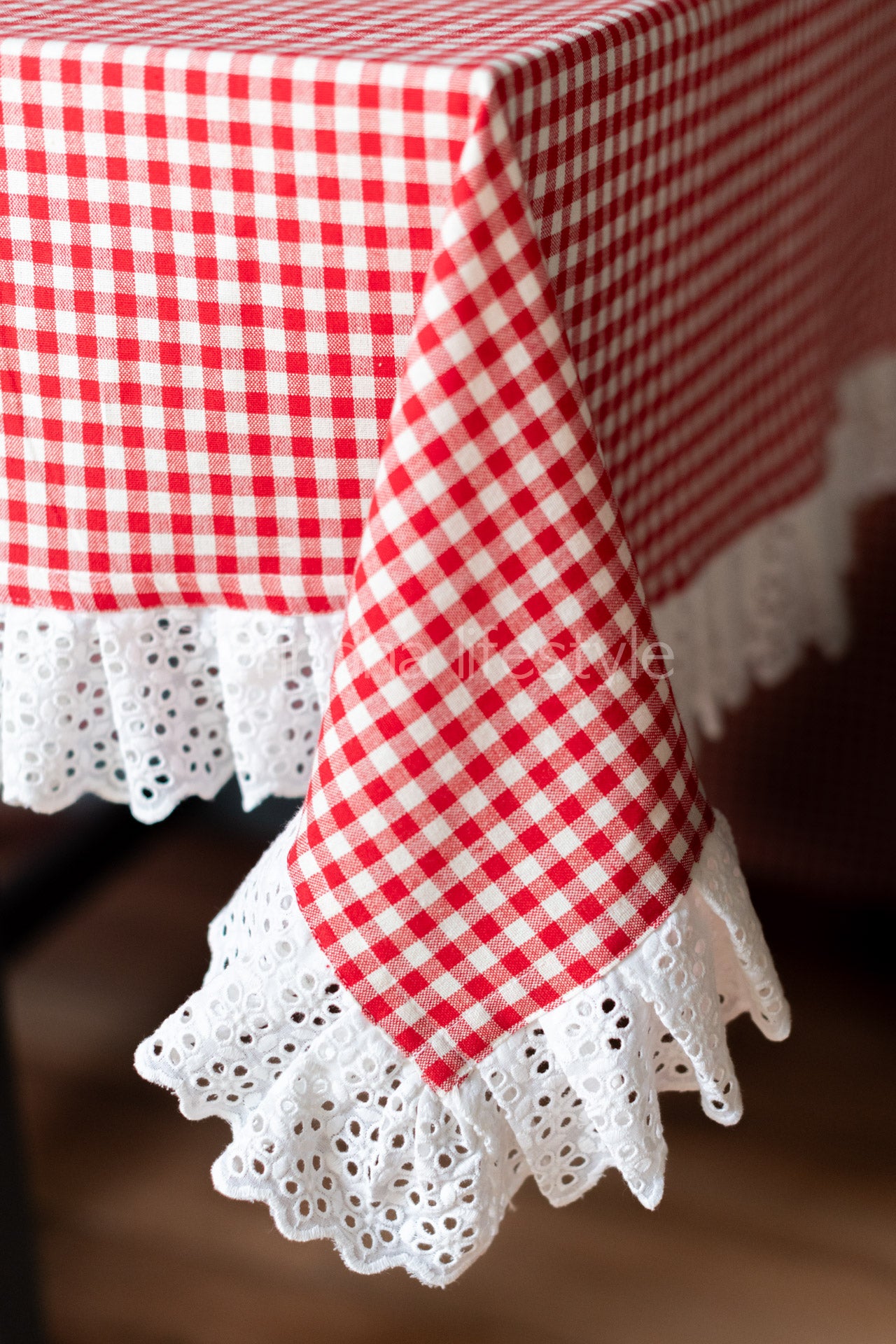 COTTON TABLE CLOTH with lace detailing -8 seater(customisable)