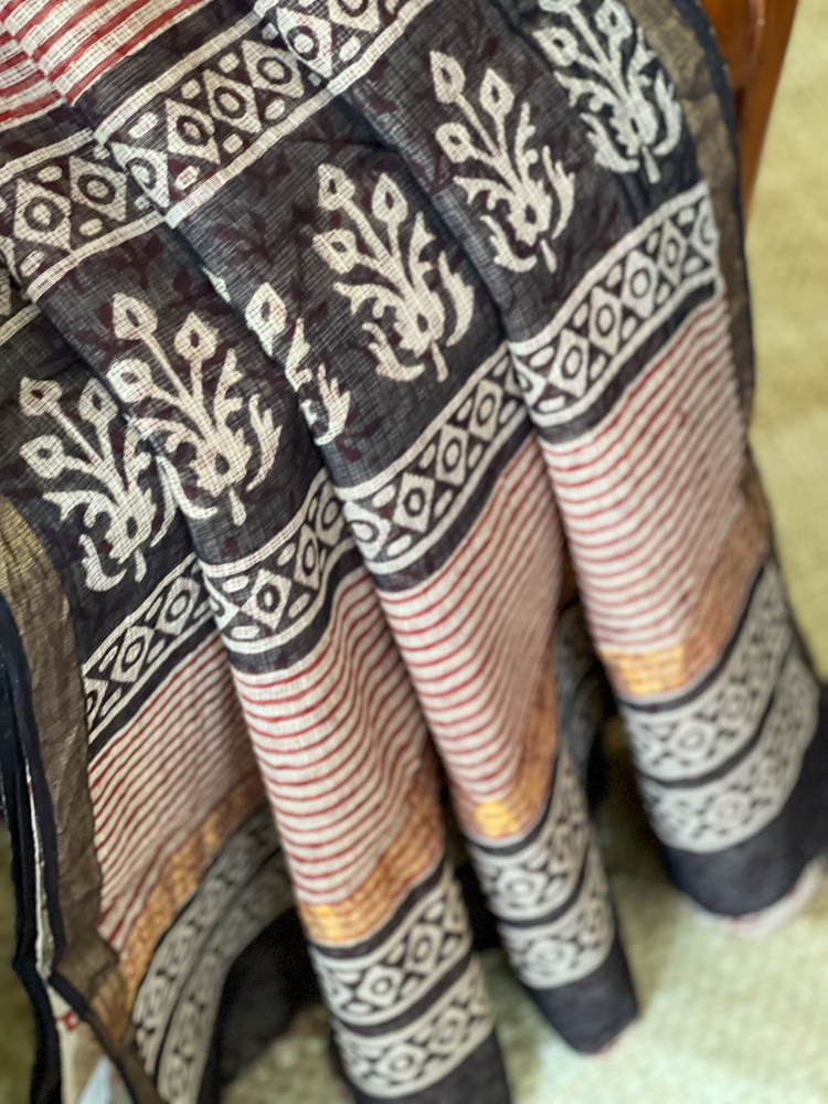 HAND BLOCK PRINTED KOTA DORIA SAREE