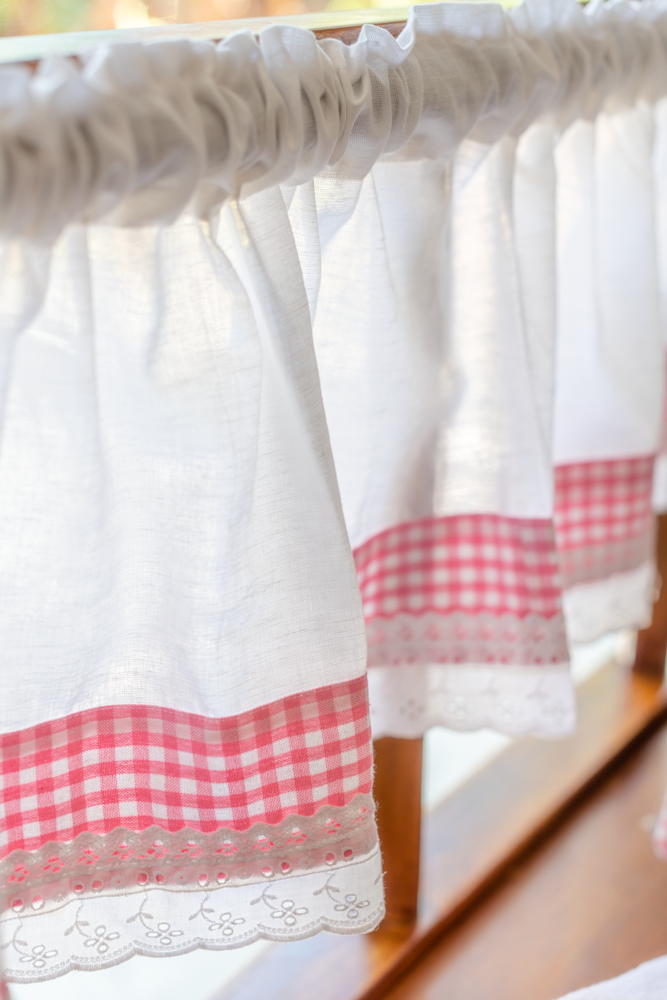 KITCHEN VALANCE-Pink Gingham-one unit