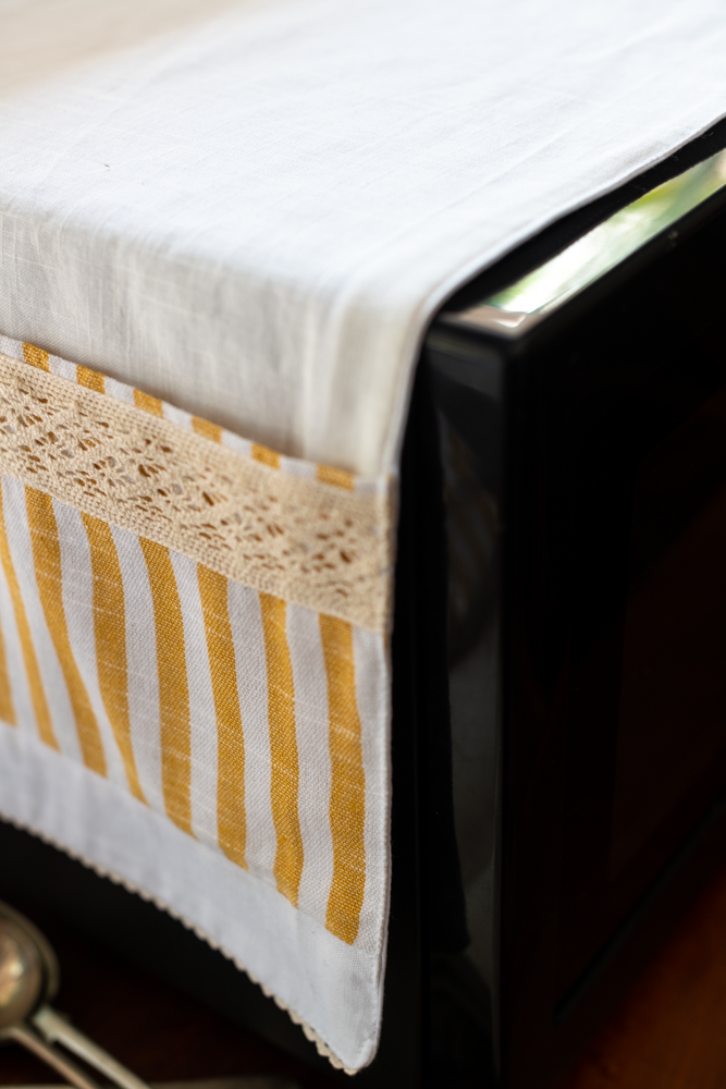 MICROWAVE OVEN TOP COVER-Mustard stripes