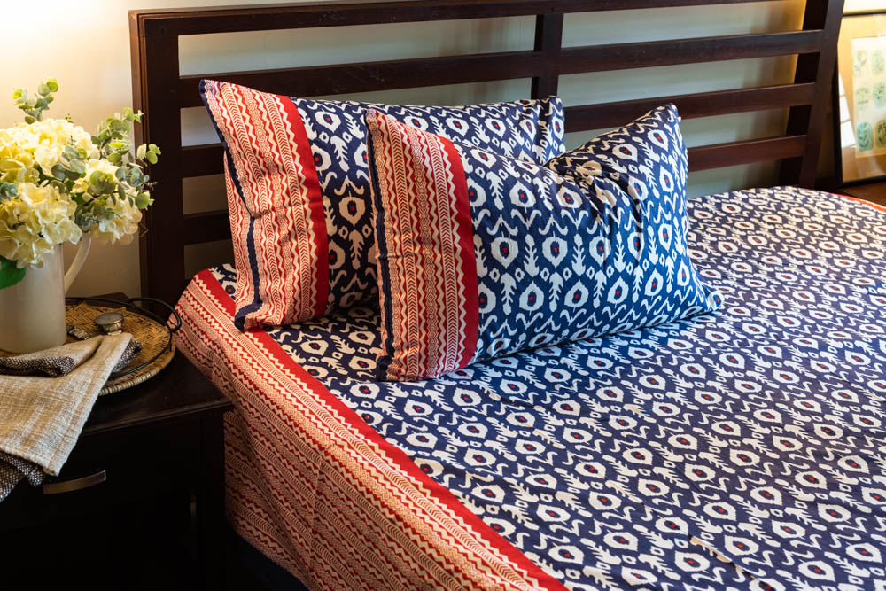 IKKAT PRINT BEDSHEET SET-Queen size