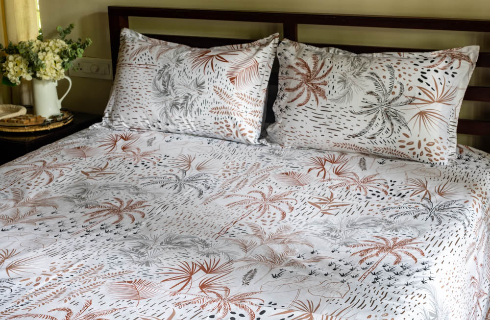 COTTON TROPICAL PRINT BEDSHEET SET -Super king size