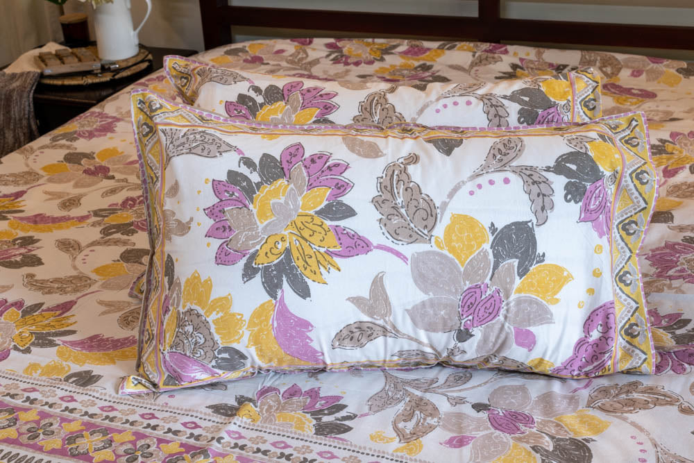 FLORAL PRINTED COTTON BEDSHEET SET-Super king size