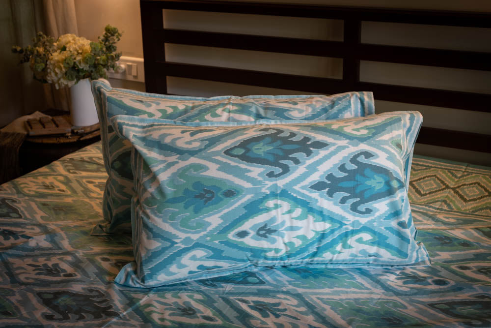 IKAT PRINT COTTON BEDSHEET SET-Super king size