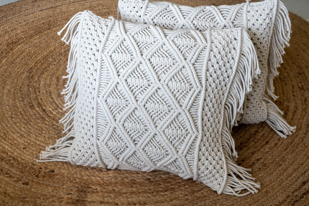 MACRAME CUSHION COVER 16x16 inches(Single unit)