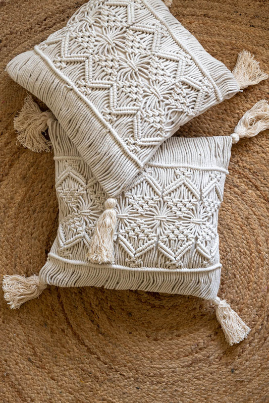 MACRAME CUSHION COVER 16x16 inches(Single unit)