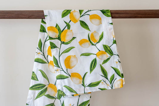 LEMON PRINTED COTTON TABLE RUNNER( 14 x 108 inches)