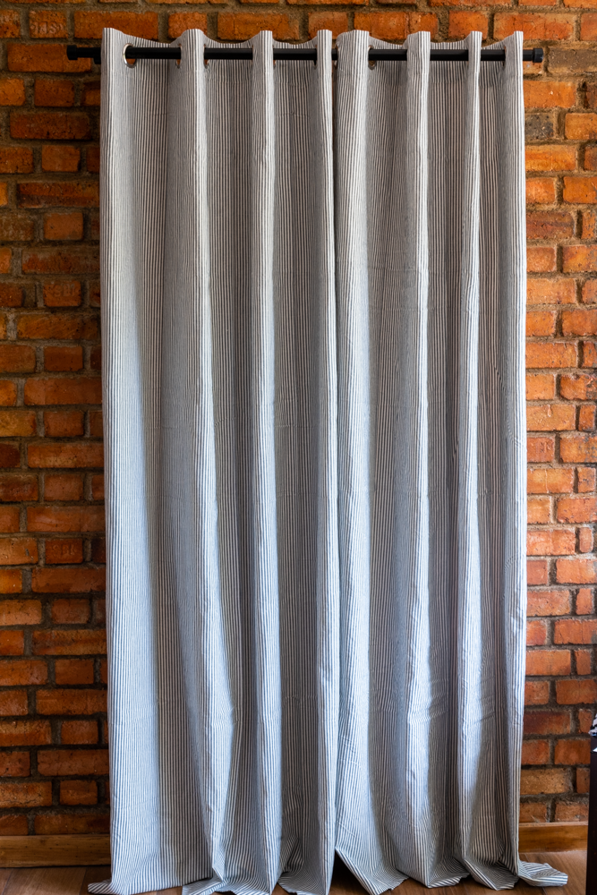 COTTON STRIPES  OPAQUE CURTAINS-7Feet