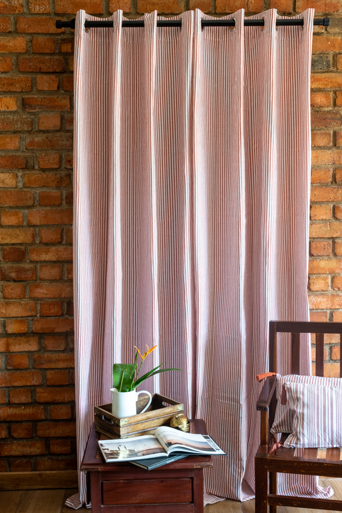 COTTON STRIPES OPAQUE CURTAINS-7Feet