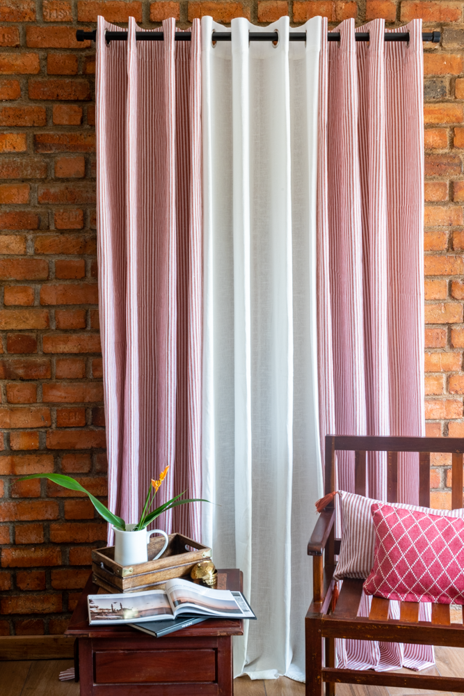 COTTON STRIPES OPAQUE CURTAINS-7Feet