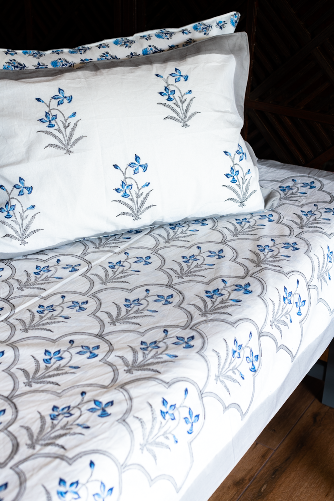 PREMIUM COTTON HAND BLOCK PRINTED BEDSHEET SET-Queen size