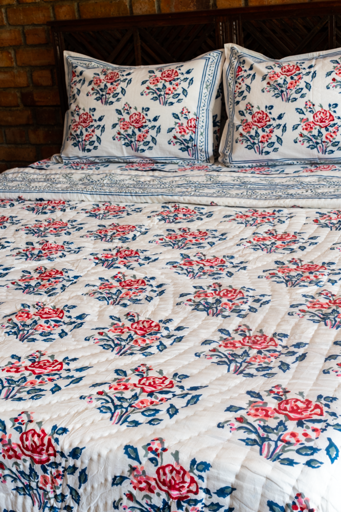 soft cotton hand block printed comforter set