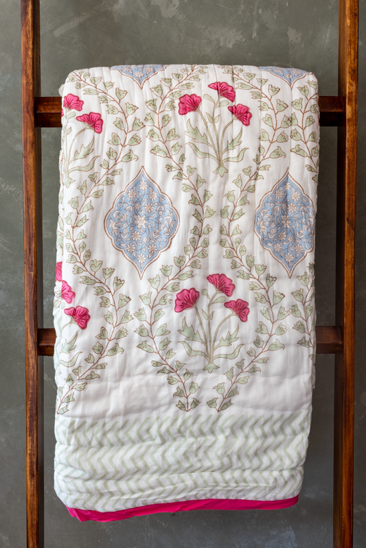 MUGHAL JAAL-REVERSIBLE COTTON QUILT-queen size