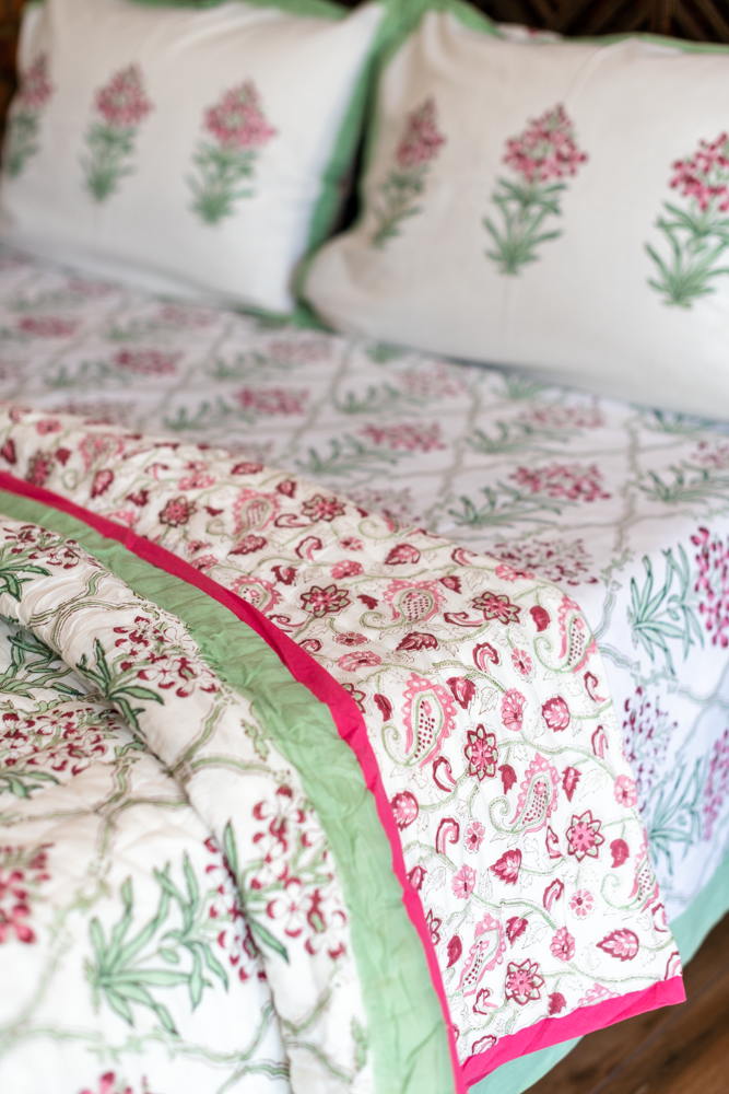 BAGEECHA-Premium hand block printed bedding set-Queen size