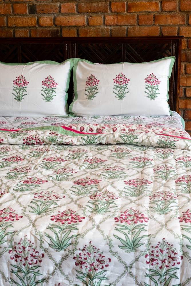 BAGEECHA-Premium hand block printed bedding set-Queen size