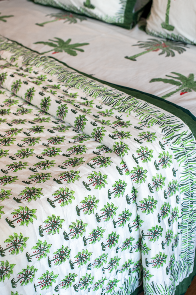 TROPICAL PARADISE-Premium hand block printed bedding set-Queen size