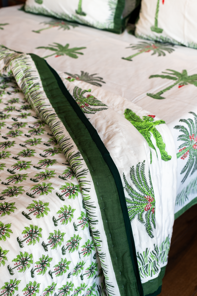 TROPICAL PARADISE-Premium hand block printed bedding set-Queen size