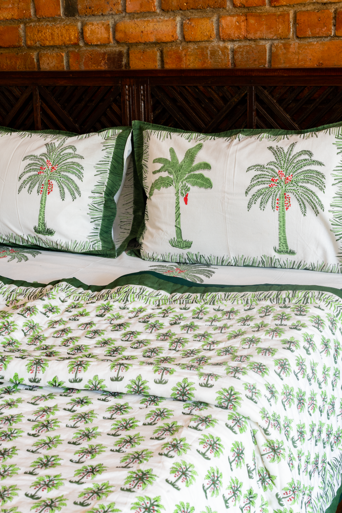 TROPICAL PARADISE-Premium hand block printed bedding set-Queen size