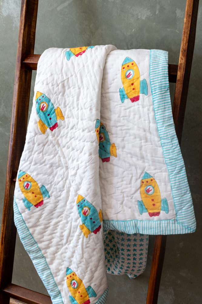 COTTON QUILT FOR KIDS | REVERSIBLE-Space(0-4Years)