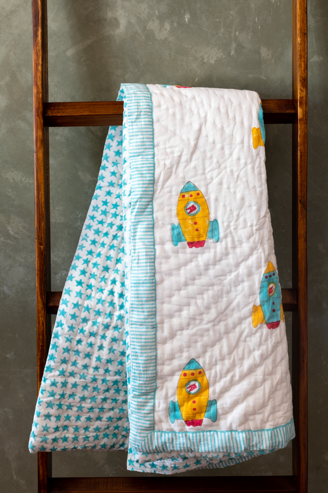 COTTON QUILT FOR KIDS | REVERSIBLE-Space(0-4Years)