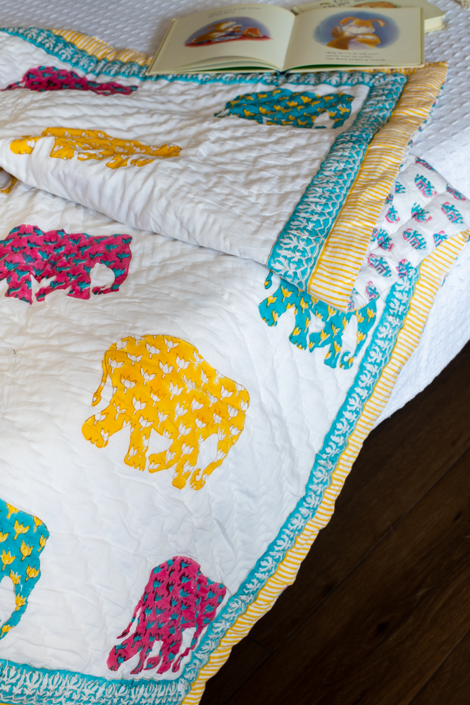 COTTON QUILT FOR KIDS | REVERSIBLE-Elle the elephant(0-4 Years)