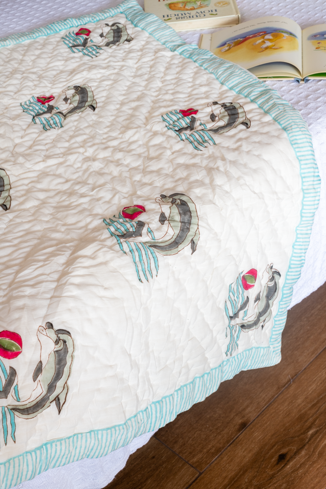 dolphin print baby quilt