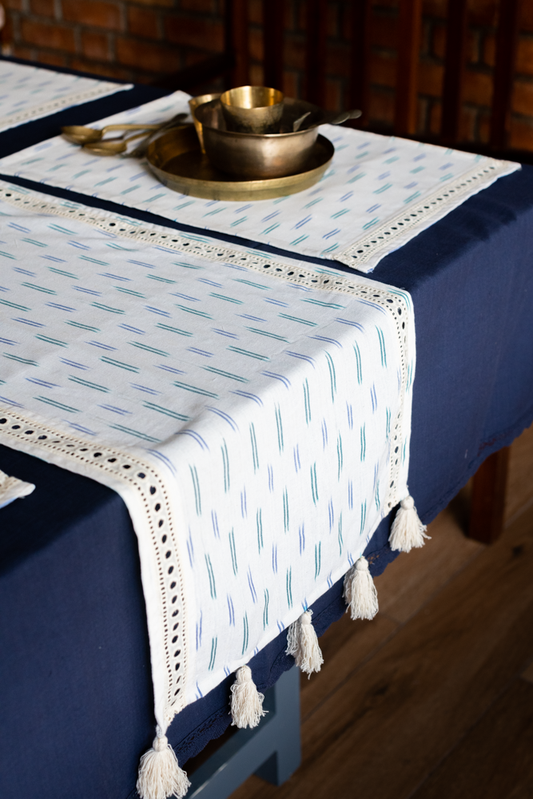 IKKAT COTTON TABLE RUNNER SET with 6 placemats-6Seater